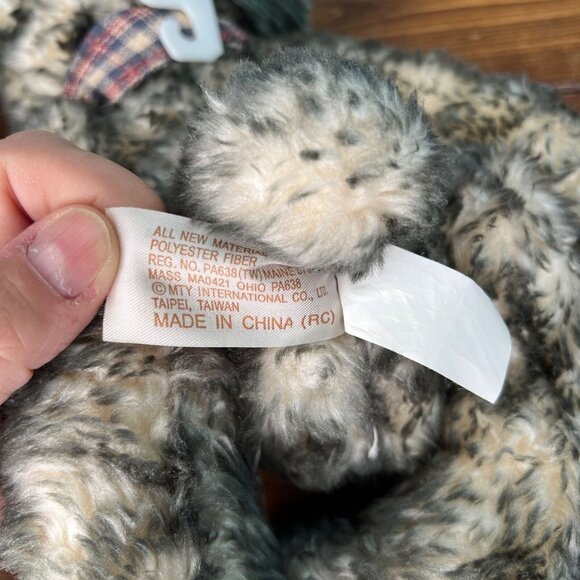 Vintage NWT Dan Dee Bear W/ Plaid Bow Tie Corduroy Hat & Glasses Stuffed Animal - Picture 9 of 11